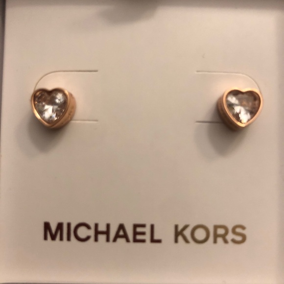 NIB MICHAEL KORS ROSE GOLD HEART💗 STUDS - Picture 2 of 5
